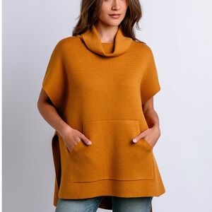Kerisma Kanga Poncho Mustard Yellow Mock Cowl Neck Angora Sweater Small / Medium